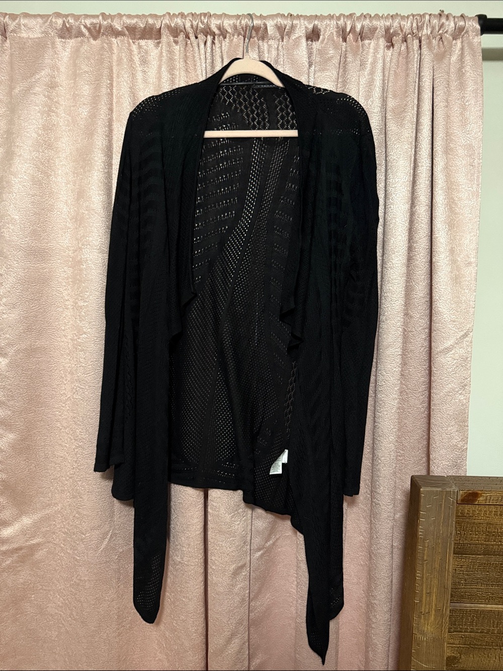 Tahari Black Open-Front Knit Cardigan